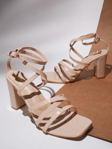 Image of SilverArrow Casual and Classy Block Heel Chunky Heel Sandals Light Weight Comfortable & Trendy Strappy Party Heels for Girls & Women