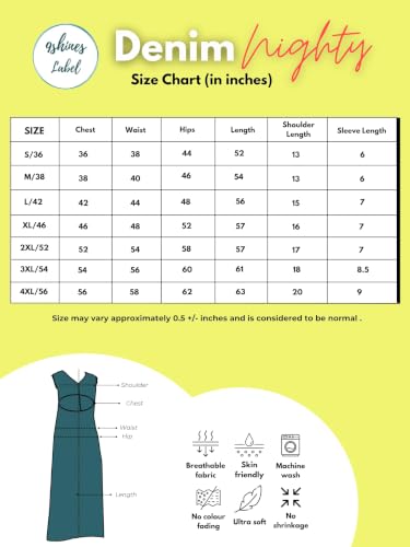 Image of 9shines Label Comfortable Cotton Denim Finish Nightdress for Women with Button Placket and Pocket(9SDLSS)