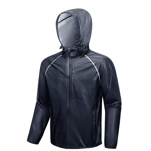 Image of SWISSWELL Mens Cycling Rain Jacket Waterproof Lightweight Windbreaker Jackets for Men Raincoat with Hood