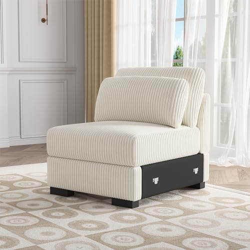 Divano modulare, 74 x 88 x 85 cm, divano a 1 posto, divano tappezzato, divano relax da soggiorno, design moderno, per soggiorno, camera da letto, facile montaggio (beige, 1 posto)