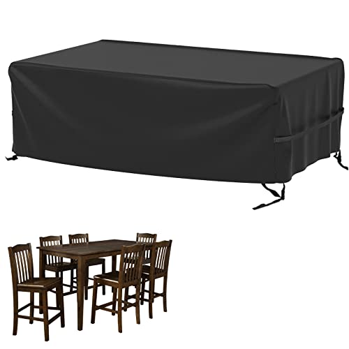 Velway Patio Table Cover Rectangle Waterproof Patio Furniture Cover for Outdoor Table and Chairs 84”Lx52”Wx29”H Oxford Tear-Resistant Wind Dust Proof Paito Furniture Covers