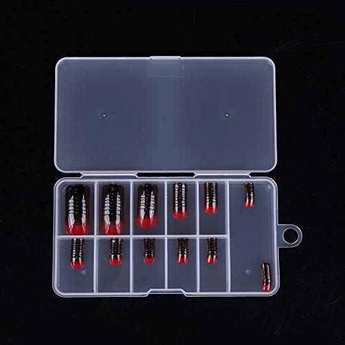120PCS False Toenail Tips for Women, 12 Size Artificial Fake nails with Case for Nail Solons and DIY Nail Art, Black & Red