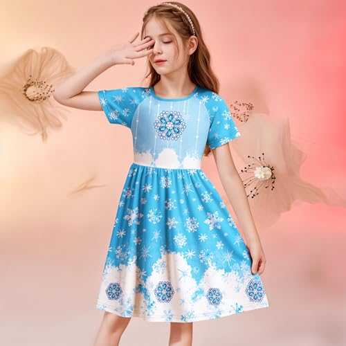 LQSZ Girls Nightgowns Princess Pajamas 3-10 Years Nightdress for Toddler Kids Sleepwear Short Sleeves Night Dress2