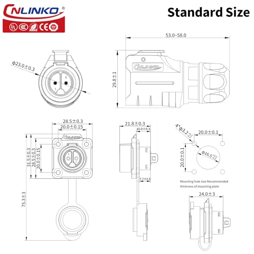 Conector eléctrico rápido AC DC 3 pines 10A 500V impermeable miniatura 4