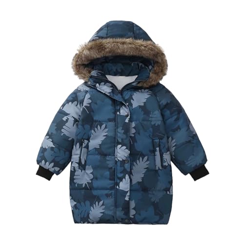 Forro Polar Niño 14 Años - Abrigo De Invierno para S Y Niñas con Capucha Grueso Resistente Al Viento con Cremallera Ropa De Abrigo Cálida (Navy 11-12 Years)