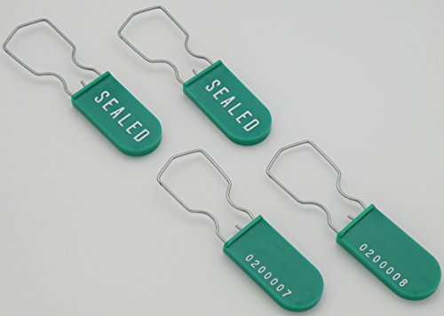 Image of Plastic Padlock Security Seal with Large Shackle Metal Wire (Green, 25 Pack)
