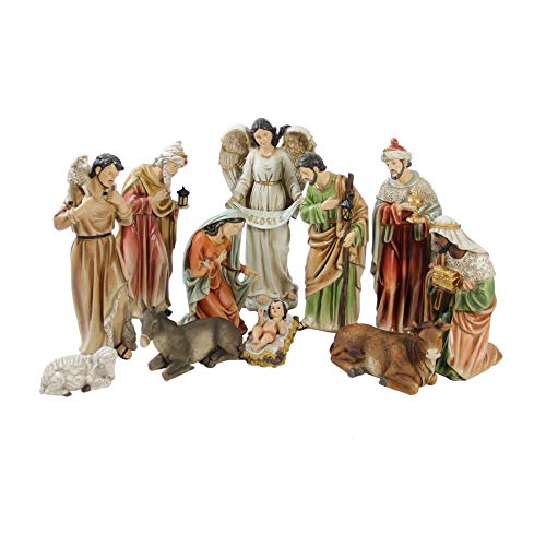 Vibrantly Colored Traditional Christmas Nativity Figurine Set - 15.5