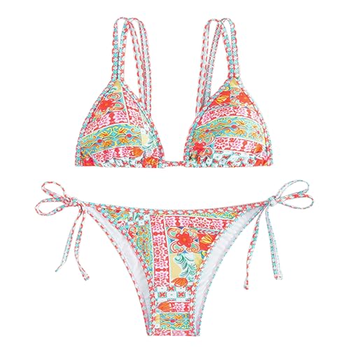 SNOMYRS Damen Triangl Bikini 2-teilig Floral gemustert High Waisted Bikini...