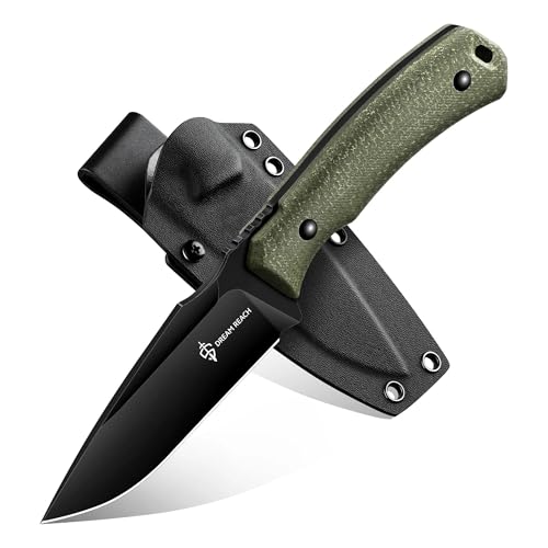 Image of Dream Reach Fixed Blade Knife - D2 Steel Tactical Knife with Ergonomic Full Tang Handle and Adjustable Sheath for Outdoor Camping Survival Gift for Men Women Green