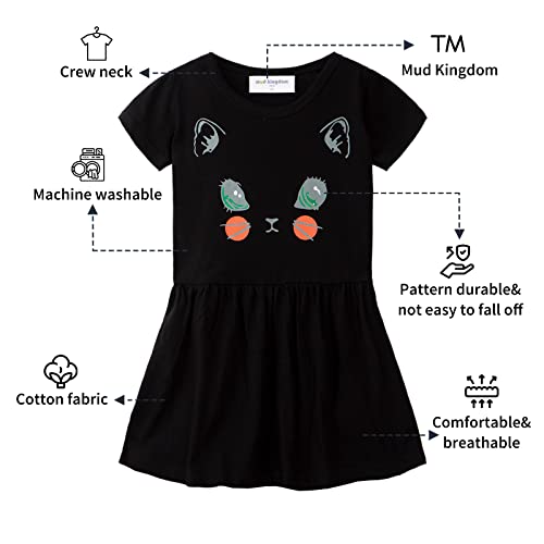 Mud Kingdom Little Girls Dresses Cotton Summer Holiday Cute Cat Dress Short Sleeve2