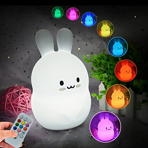 Image of Rabbit Night Lights for Kids, Babies Nursery Lamp, Kids lamp, Child Bedroom Bedside Lamp, Changeable Brightness & Color Children's Table Night-Lights, Holiday Gifts, Child Gift - Medium
