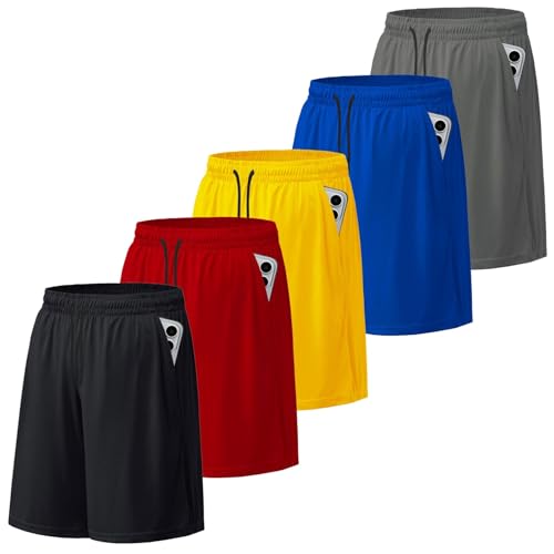 Aserlin Men's Athletic Shorts Mesh Workout Gym Activewear Basketball Shorts with Pockets 5 Pack