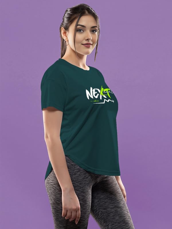 Image of CHKOKKO Womens Stylish Activewear Quick Dry Lightweight Breathable Printed Round Neck Half Sleeve Regular Fit Gym T Shirt for Sports Yoga and Training