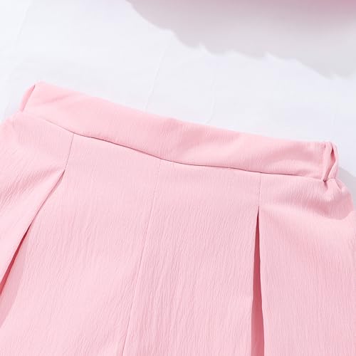 Image of Little Girls 2PCS Summer Outfits Sleeveless Tank Top and High Elastic Pleated Front Short Sets with Cute Bag