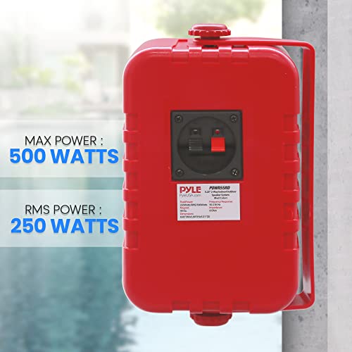 Image of Indoor Outdoor Speakers Pair - 500 Watt Dual Waterproof 5.25 inch 2-Way Full Range Speaker System w / 1 /2 inch High Compliance Polymer Tweeter - in-Home, Boat, Marine, Deck, Patio, Poolside (Red) - PDWR55RD