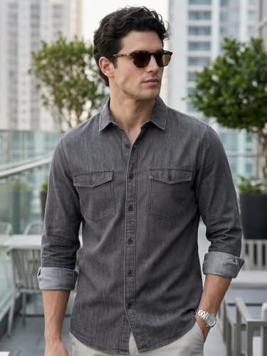 Image of Urbano Fashion Men's Full Sleeve Regular Fit Casual Denim Shirt