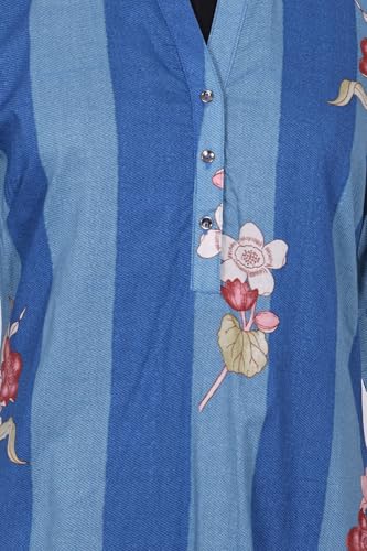 Image of W for Woman Colour Block Floral Printed Pure Cotton Straight Kurta