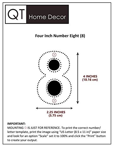 QT Modern House Number - SMALL 4 Inch - Brushed Stainless Steel (Number 8 Eight), Floating Appearance, Easy to install and made of solid 304