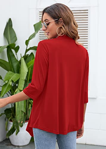 Image of Heymoments Women's Lightweight Open Front Cardigans 3 /4 Sleeve Casual Soft Drape Fall Cardigan S-2XL