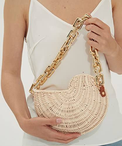 Onlymaker Women Summer Straw Woven Shoulder Bag Beach Party Chain Tote Rattan Handbags4