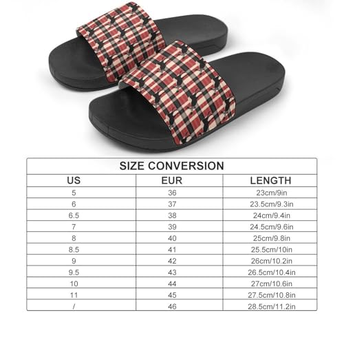 Moose Buffalo Plaid House Sandals Non-Slip Bathroom Slippers Beach Summer Shoes for Men Women2