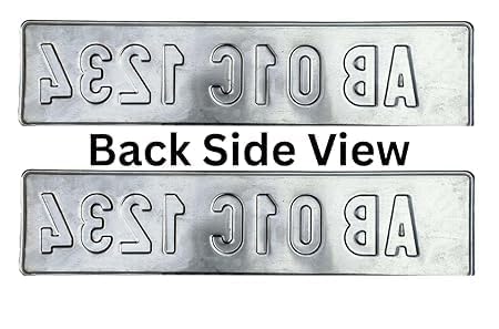 Image of Car Number Plate Set | Die-Pressed | IND Font & Hologram | Non-HSRP | Radium White | Front & Rear Plates 19.75 Inch Plates.