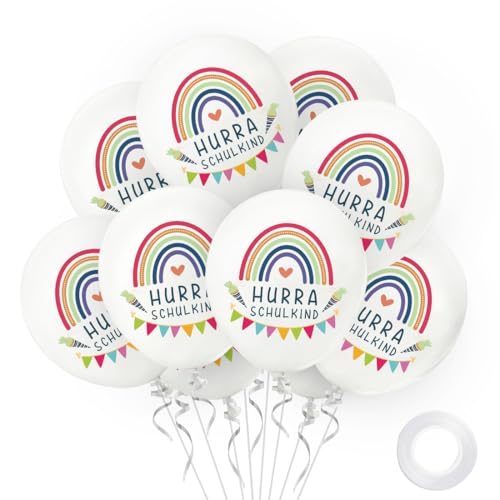 30 Stück Einschulung Deko Luftballons Hurra Schulkind Ballon Junge Mädchen Bunt Einschulung Deko Luftballon Schulanfang Schuleinführung Ballons für Schulstart Party Kinder