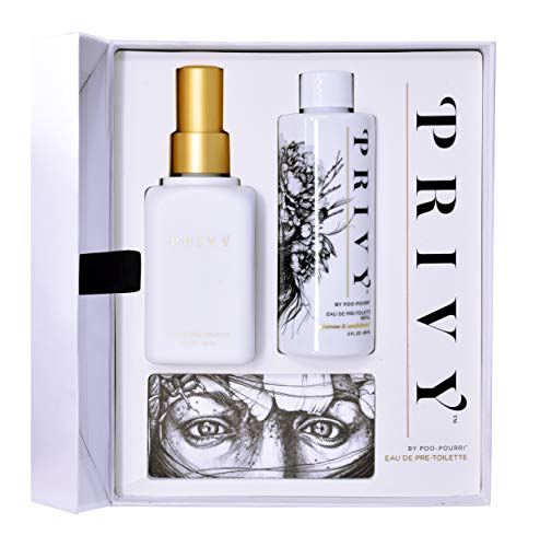 Poo-Pourri Bathroom Toilet Spray Gift Set, Before You Go Deodorizer Set Tuberose & Sandalwood Scent 3 Ounce Refillable Bottle with Refill Bottle and Funnel