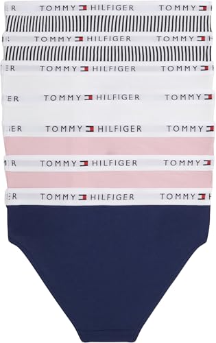 Tommy Hilfiger Ug0Ug00758 - Paquete de 7 Calzones para niña, Estampado de Bikini, Multicolor (Rosa/Azul Marino/ítaca/Blanco), 4-5 años
