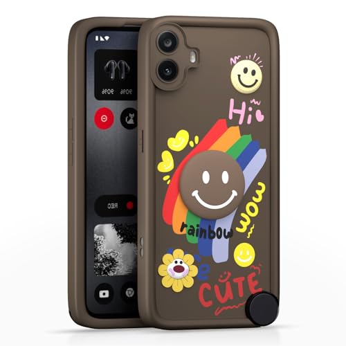 Image of Pikkme Back Cover for CMF by Nothing Phone 1 | Soft Silicone| Cute Rainbow Smile & 3D Cartoon Flower Design | Shockproof Raised Camera Protection Bumper Case (Brown)