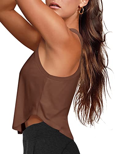LASLULU Womens Crop Tops Sleeveless Workout Tops Halter Neck Flowy Athletic Shirts Cropped Tank Muscle Tank2
