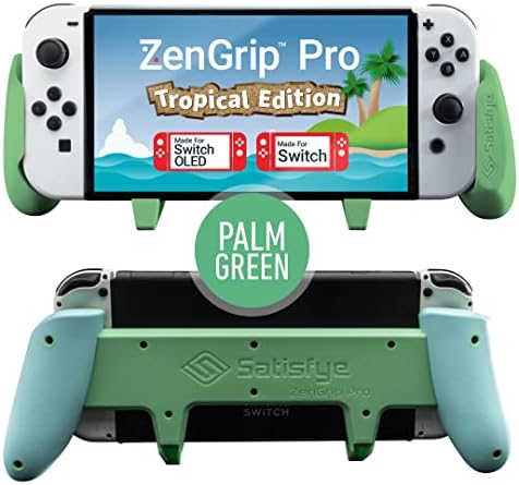 Satisfye - ZenGrip Pro Gen 3 OLED, a Switch Grip Compatible with Nintendo Switch - Comfortable & Ergonomic Grip, Joy Con & Switch Control. #1 Switch Accessories Designed for Gamers (Green)