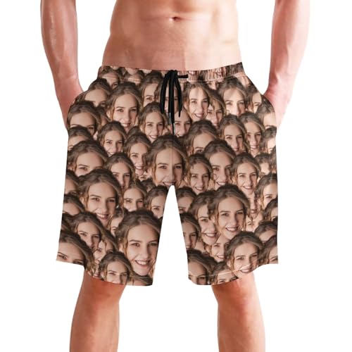 Custom Mens Swim Trunks with Face, Personalized Face Beach Shorts, Customized Swim Shorts for Mens Beach Wear Team 5