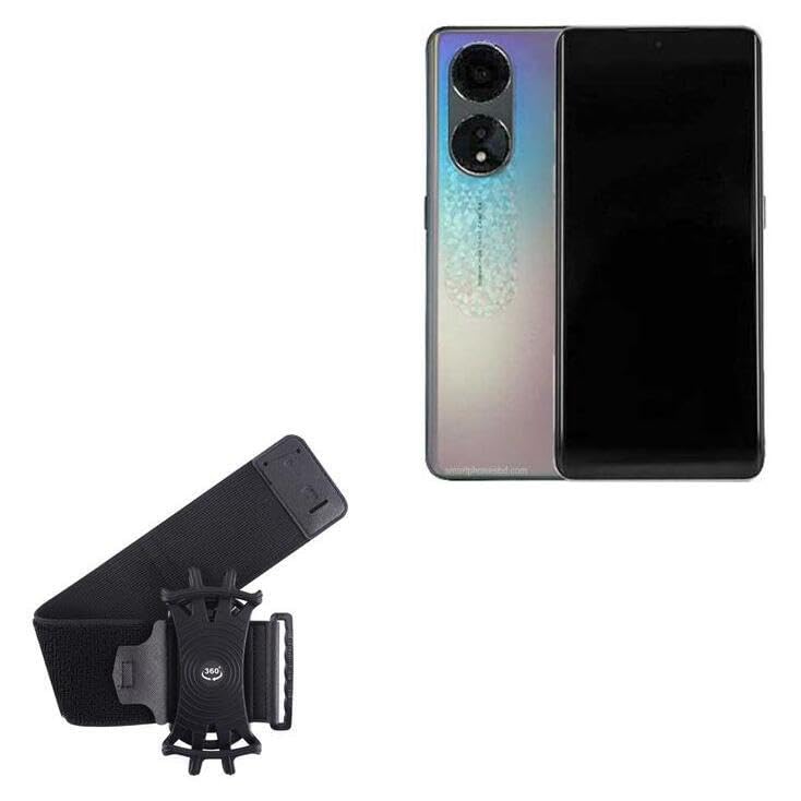 BoxWave Holster Compatible with Oppo A98 - ActiveStretch Sport Armband, Adjustable Armband for Workout and Running - Jet Black