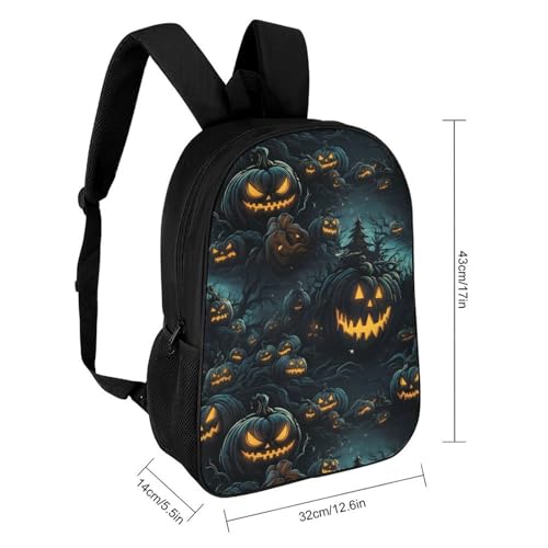 OBLUE Horror Pumpkin Head Halloween Backpack 17 Inch Shoulders Daypack Simple Leisure Travel Bag2