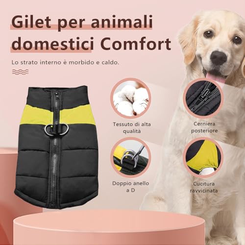Voarge Winter Warm Pet Hund Kleidung, wasserdichte Hundemanteljacke, Haustier Kleidung Winterjacke Hunde Mantel für Kleine Mittlere Große Hunde (Gelb, S)