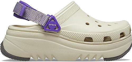 Crocs Unisex Classic Hiker Xscape Clog Shoes for Women & Men – Webbed Backstrap – Perforated – Rubber Heel Bone/Neon Purple Men's 7, Women's 9 Medium | Image 5