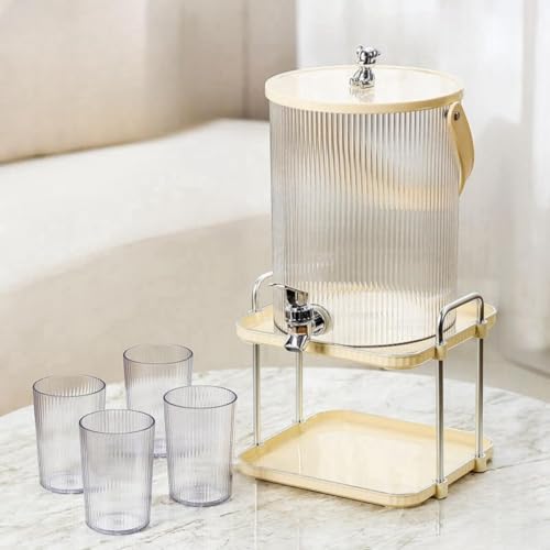 Qfmrドリンクディスペンサー ドリンクサーバー 冷水筒 3.5L/5L 冷蔵庫対応 蛇口付き ピッチャー ジャグ プラスチック製 蓋付き 冷水ポット 麦茶ポット お茶ポット 水差し ハンドル付き 業務用 家庭用 来客用 おしゃれ 可愛い 大容量 広口 割