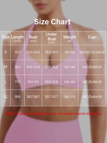Image of YEOREO Women Halter Sports Bra Light Support V Neck Padded Strappy Open Back Workout Gym Tops