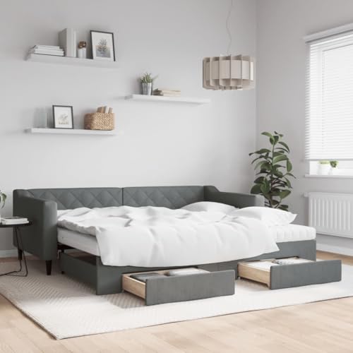Xichuzi Sofá Cama con cajones Tela Gris Oscuro 90x200 cm, Estructura de Cama, Sofas De Salon, Sofa Relax, Sofa Bed, Base De Cama, Marco De Cama, Somier 3197481