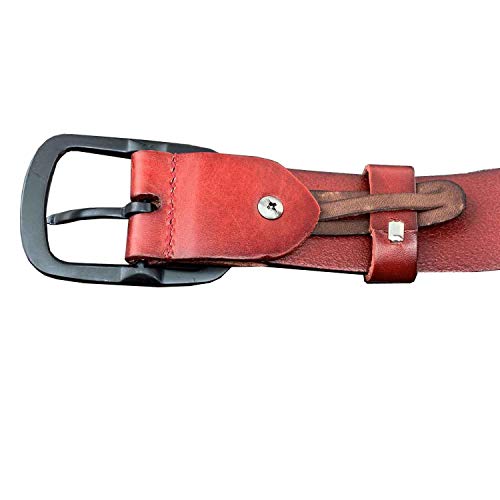 Red Genuine Leather Belt with Solid Metal Bullet studded for Women or men4