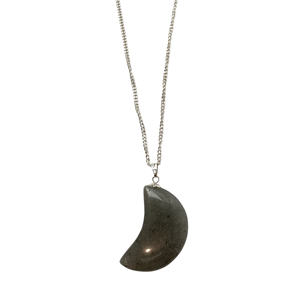 VIE Crescent Shaped Pendant, 4x2cm, Grey Aventurine