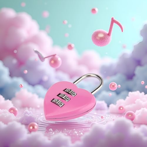 Image of Pink Love Heart Shape Combination Padlock for Girls Women, Mini 3-Digit Password Resettable Code Locker Lock for School,Padlocks and Hasps