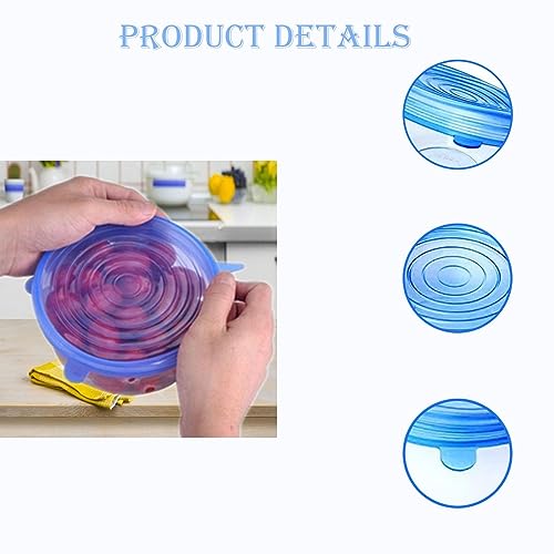 12 Pcs Silicone Lids Food Covers, Silicone Stretch Lids Food Covers, 6 Different Sizes Rotundity Silicones Bowl Cover, Refrigeratorable Microwave Bowl Lid Cutlery Lid
