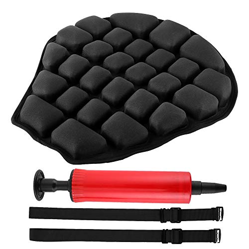 Buachois Cojín de Asiento de Motocicleta de Aire Universal 37.5 X 36 cm Gran TPU 3D Inflable Absorción de Impactos Alivio de presión Cojín de Aire con Bomba y Correa para sillines Cruiser Touring