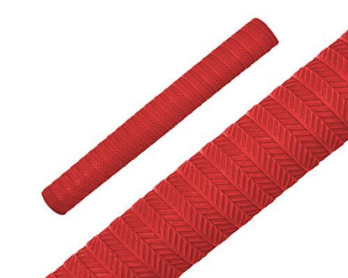 Professional Cricket Bat Rubber Grips Spiral Non Slip Replacement Handle Grip Design (S05) (Red)