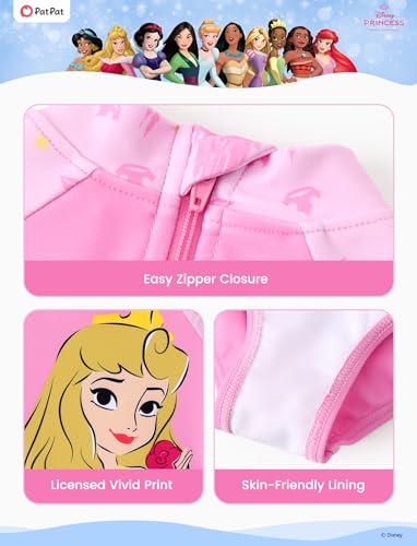 Image of Disney Frozen Stitch Princess Minnie Mouse Girls Swimsuit Long Sleeve Rashguard UPF 50 One Piece Bathing Suit Size 3M-13Y