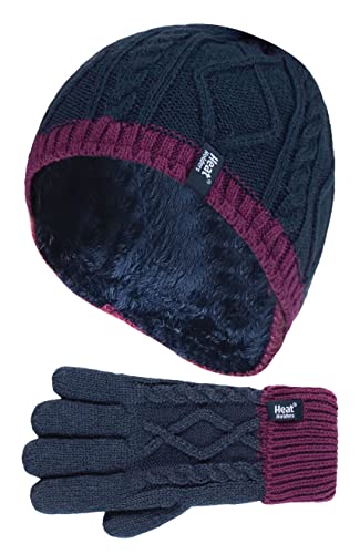 Heat Holders - Conjunto de gorro y guantes de invierno con forro polar para niñas, NP2P13, 7-10 años Cover