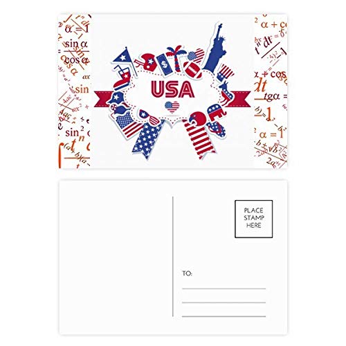 Carte postale drapeau USA lot 20 cartes de remerciement célébration