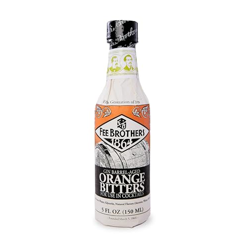 Fee Brothers Gin Barrel-Aged Orange Cocktail Bitters - Aromatic Cocktail Mixer & Concentrated Flavoring, Gluten Free, Vegan-Friendly, 5 fl oz